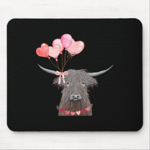 Tapis De Souris Cute Cow Valentine's Day Design with Heart Loons