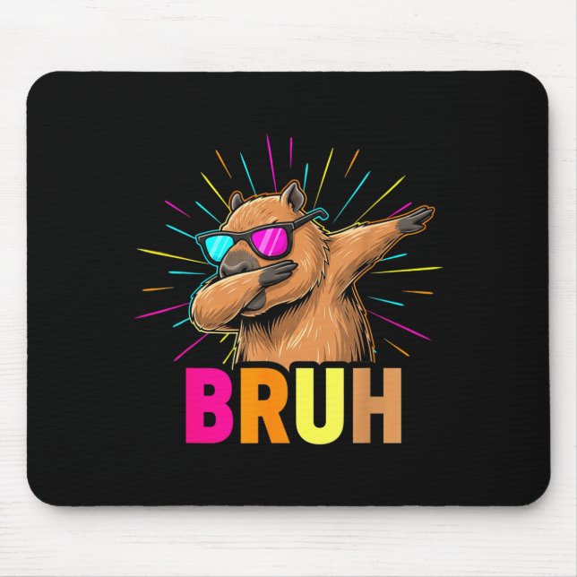 Tapis De Souris Cute Dabbing Capybara Funny Animal Meme Capy Lover (Devant)