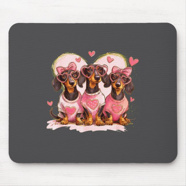 Tapis De Souris Cute Dachshund Valentines Heart Dog Lover Men Wome (Devant)