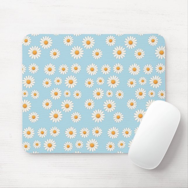 Tapis De Souris Cute Daisy Floral - Accessoire de bureau esthétiqu (Avec souris)