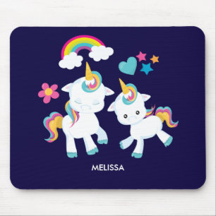 Tapis De Souris Cute Dancing Unicornes Magique Arc-en-ciel & Étoil
