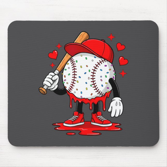 Tapis De Souris Cute Dripng Baseball Lover Valentines Day Boys Kid (Devant)