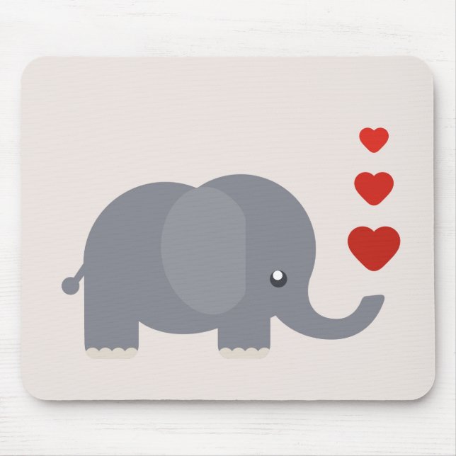 Tapis De Souris Cute elephant with hewhimsical love (Devant)