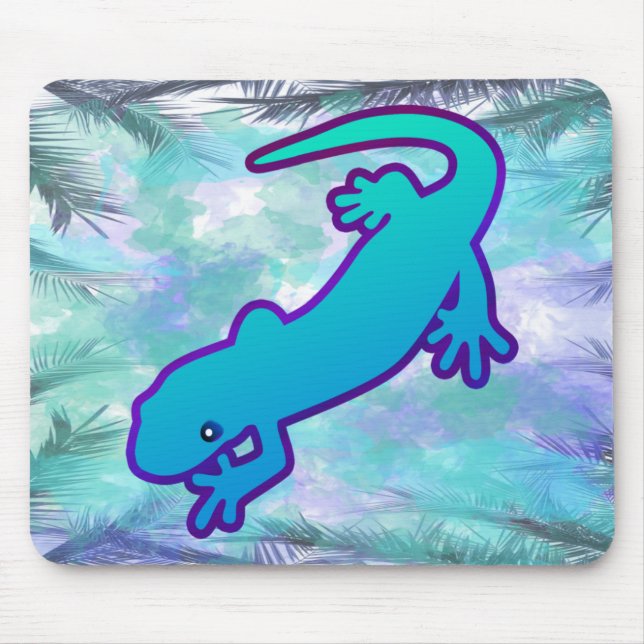 Tapis De Souris Cute est une lézard bleu (Devant)