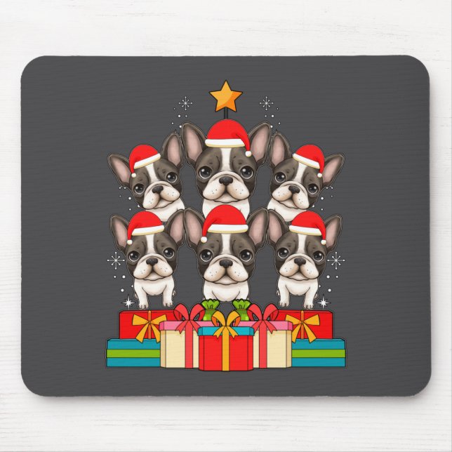 Tapis De Souris Cute French Bulldog Le Frenchie Christmas Tree Xma (Devant)