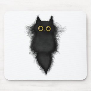 Tapis De Souris Cute Funny Chat Noir Yellow Yellow Eyes Amoureux d