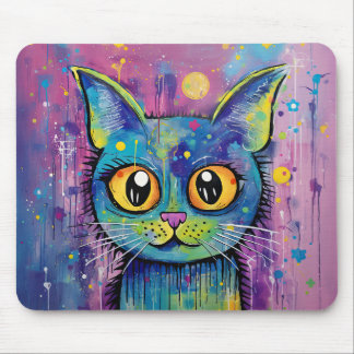 Tapis De Souris Cute Funny Kitty Cat Mixed Media Animal Pet