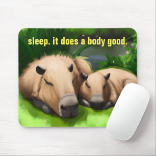 Tapis De Souris Cute Funny Napping Capybaras par l'étang