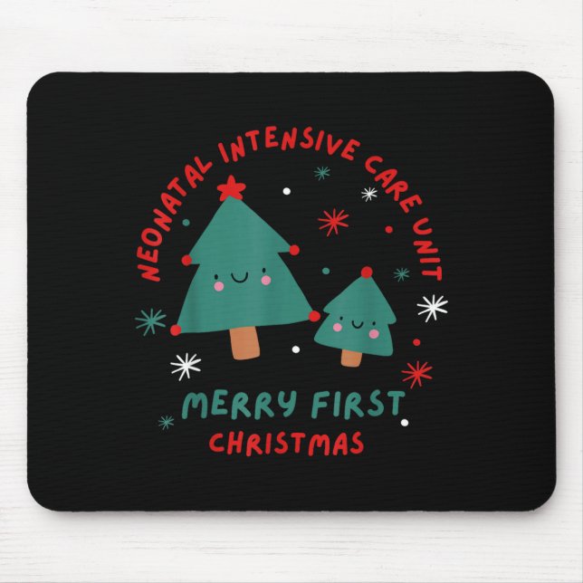 Tapis De Souris Cute Funny Nicu Merry First Christmas Nurse Crew S (Devant)