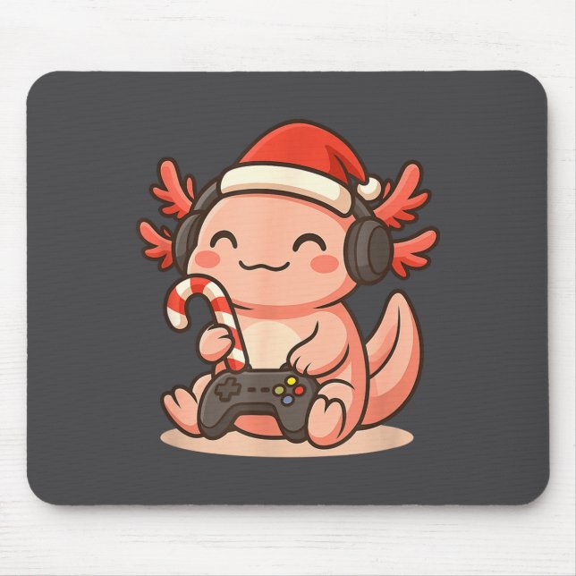 Tapis De Souris Cute Gamer Axolotl Christmas Design  (Devant)