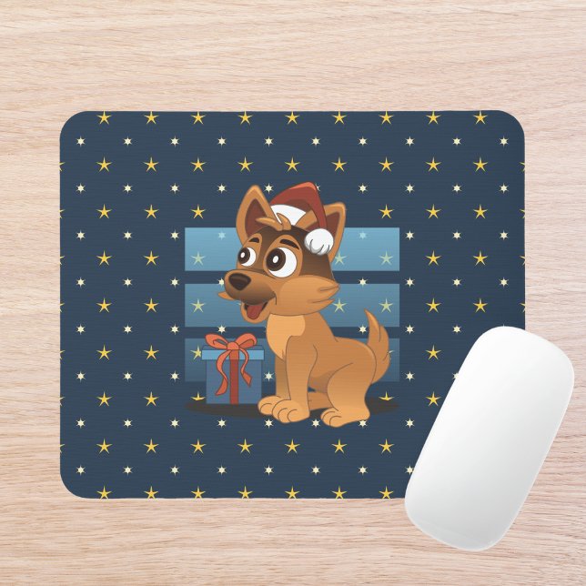 Tapis De Souris Cute German Shepherd puppy Cartoon Starry night (Créateur téléchargé)