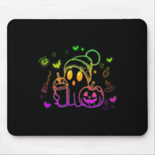 Tapis De Souris Cute Ghost Boire Café Halloween Ghost Café