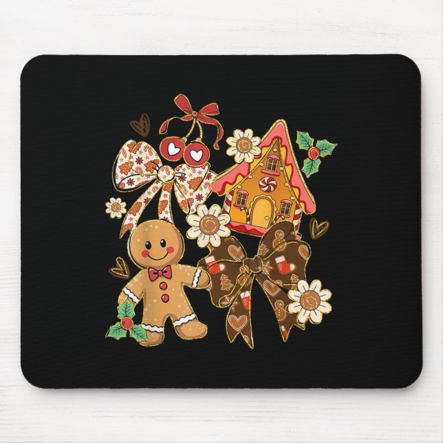 Tapis De Souris Cute Gingerbread Christmas Preppy Coquette Holiday (Devant)
