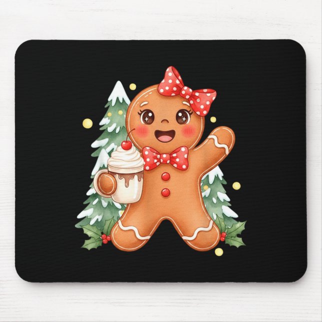 Tapis De Souris Cute Gingerbread Christmas Snow Xmas For Men Women (Devant)