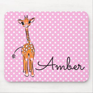 Tapis De Souris Cute girafe dessin animaux safari pois