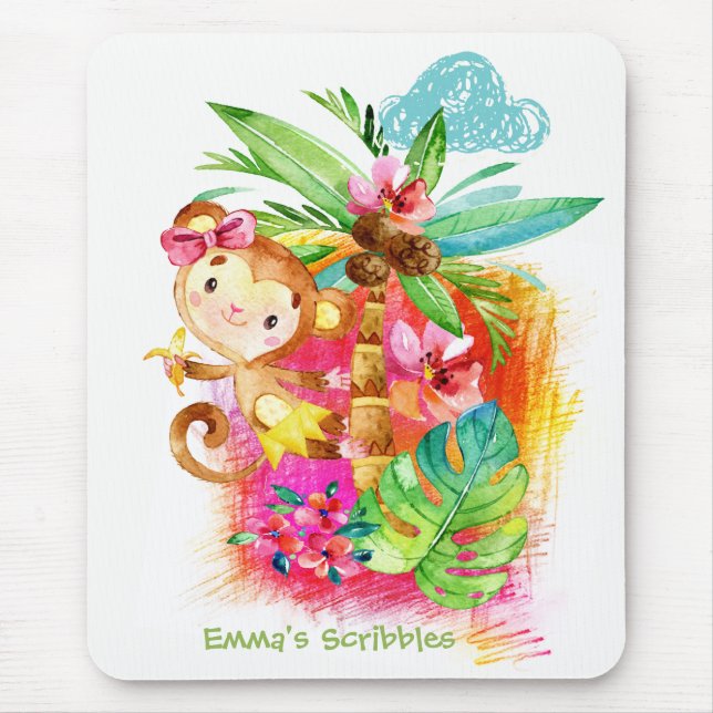 Tapis De Souris Cute Girl Monkey Climbing Tree (Devant)