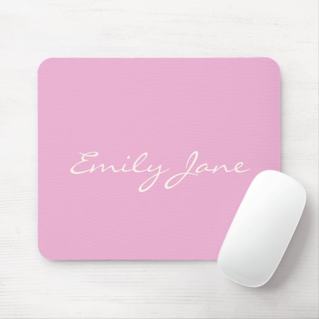Tapis De Souris Cute Girly Pink Handwritten Script Name Custom (Avec souris)