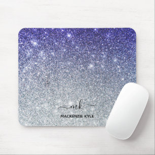 Tapis De Souris Cute Girly Purple and silver Ombre Glitter