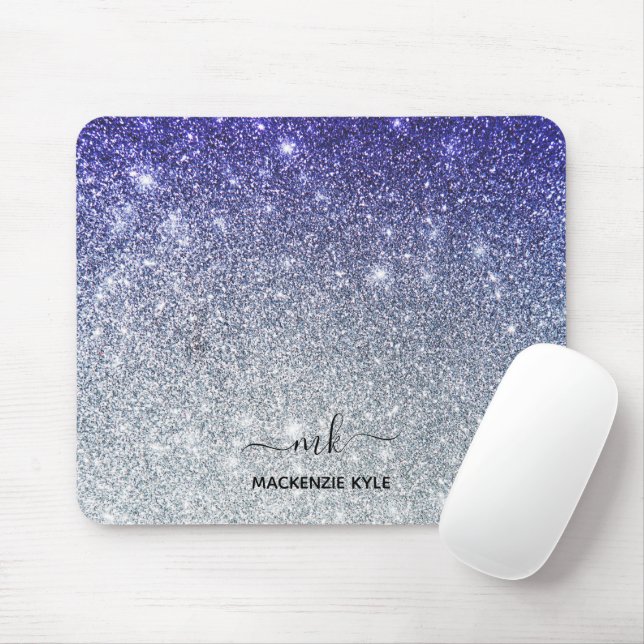 Tapis De Souris Cute Girly Purple and silver Ombre Glitter (Avec souris)