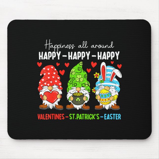 Tapis De Souris Cute Gnome Happy Valentines St Patricks Easter Hol (Devant)