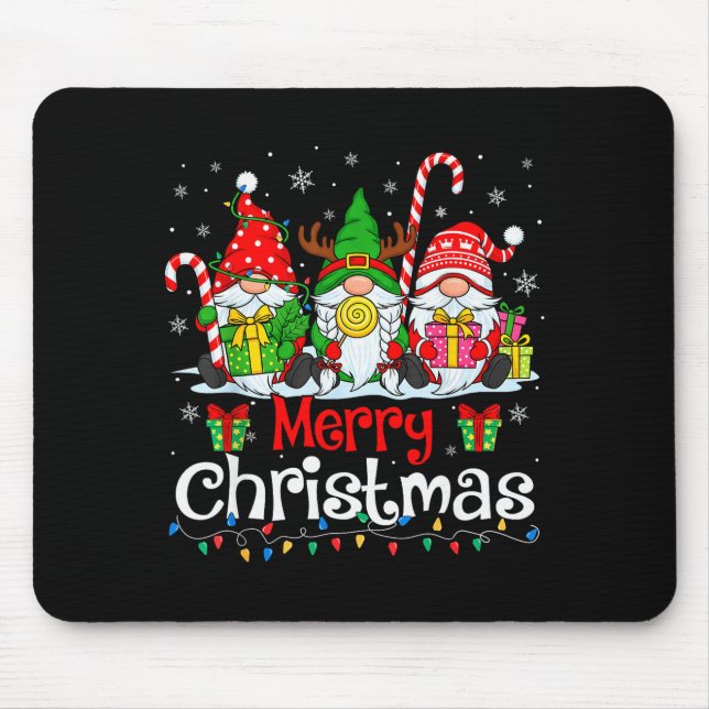 Tapis De Souris Cute Gnomes Merry Christmas Light Family Gnome Xma (Devant)