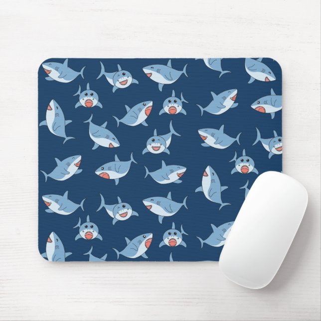 Tapis De Souris Cute Great White Sharks Motif Océan (Avec souris)