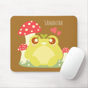 Tapis De Souris Cute Grenouille Verte Assis Dans La Nature