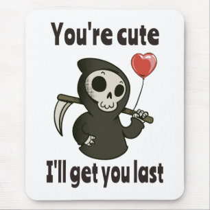 Tapis De Souris Cute Grim Reaper avec coeur romantique