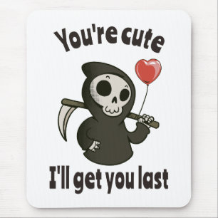 Tapis De Souris Cute Grim Reaper avec coeur romantique