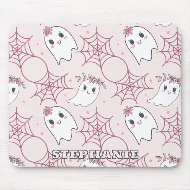 Tapis De Souris Cute Halloween Ghost & Spiderweb Motif (2) (Devant)