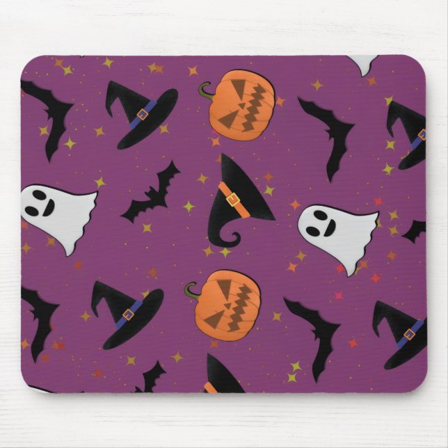 Tapis De Souris Cute Halloween Motif sans couture (Devant)