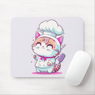 Tapis De Souris Cute Happy Baker Pâtisserie Chef Chat Kitten