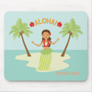 Tapis De Souris Cute Hawaiian Hula Girl Luau Aloha