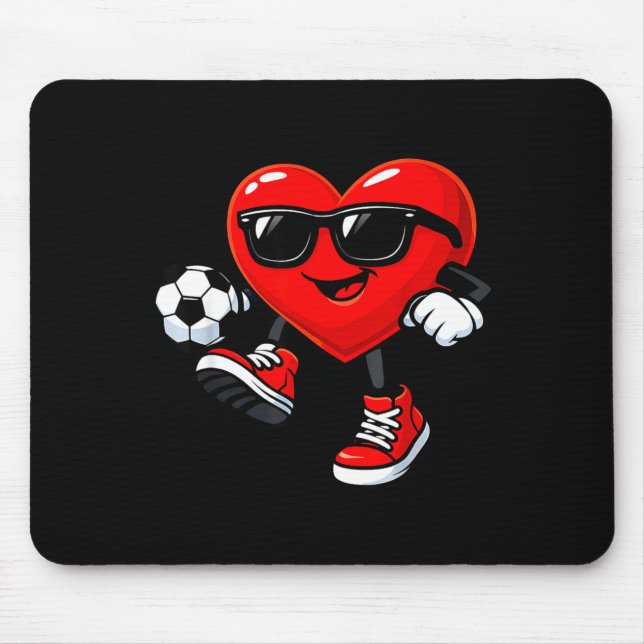 Tapis De Souris Cute Heart Playing Soccer Valentines Day Soccer Bo (Devant)
