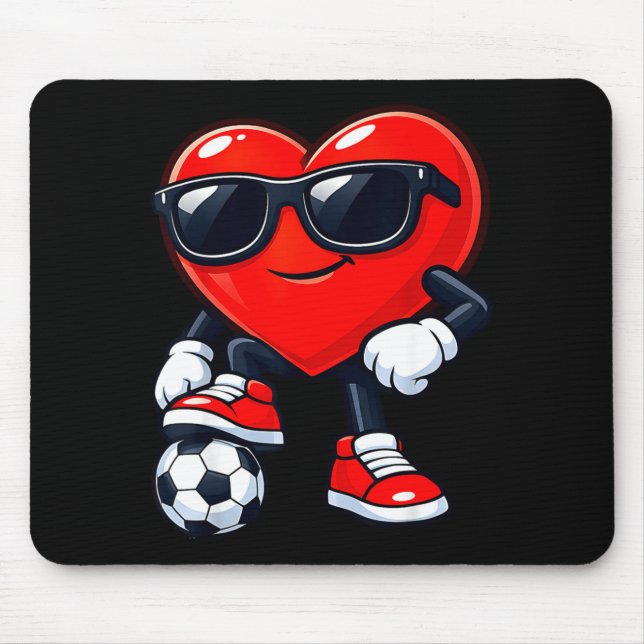 Tapis De Souris Cute Heart Playing Soccer Valentines Day Soccer Bo (Devant)