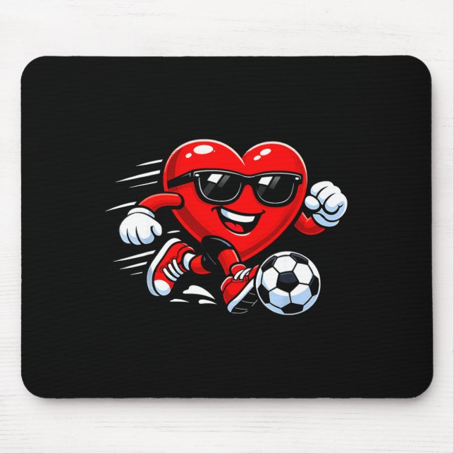 Tapis De Souris Cute Heart Playing Soccer Valentines Day Soccer Bo (Devant)