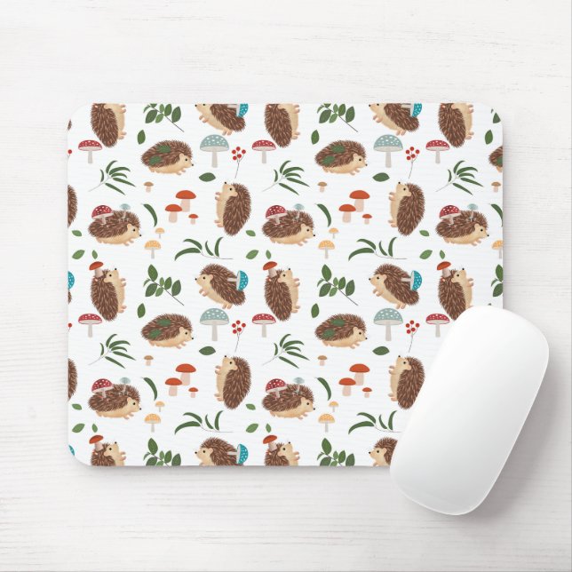 Tapis De Souris Cute Hedgehog Mushrooms Woodland Forest Animal (Avec souris)