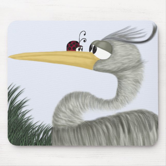 Tapis De Souris Cute Heron et Ladybug (Devant)
