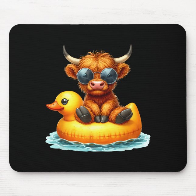 Tapis De Souris Cute Highland Cow Duck Ol Float Summer Vibes Swimm (Devant)