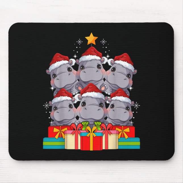 Tapis De Souris Cute Hip Le Hiptamus Christmas Tree Xmas Hat  (Devant)