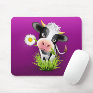 Tapis De Souris Cute Holstein cow in grass over purple