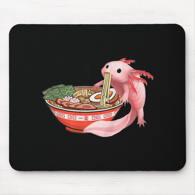 Tapis De Souris Cute Kawaii Anime Axolotl Japonais Ramen nouilles  (Devant)