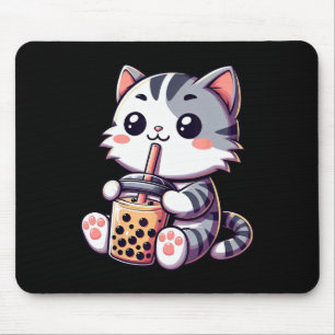 Tapis De Souris Cute Kawaii Chat Boba Bubble Thé Lait Anime Neko K