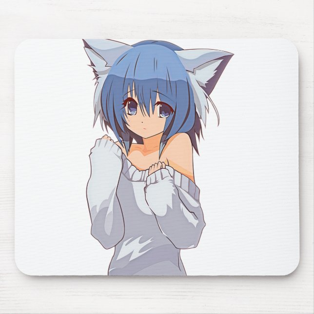 Tapis De Souris Cute Kawaii Chat-girl Waifu (Devant)