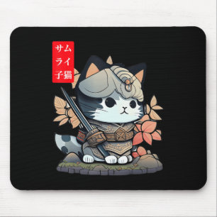 Tapis De Souris Cute Kawaii Samurai Guerrier Kawaii Chat Japonais