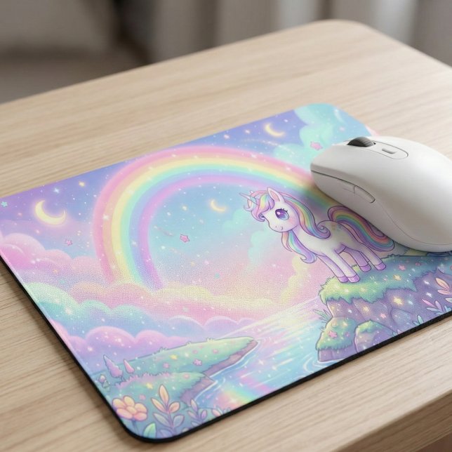 Tapis De Souris Cute Kawaii Unicorn Pastel Rainbow Magical (Créateur téléchargé)