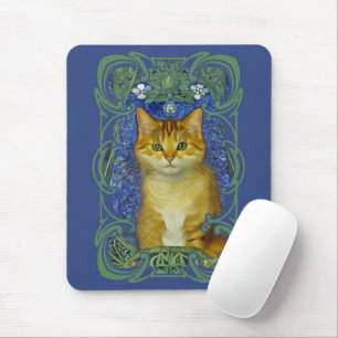 Tapis De Souris Cute Kitten au style Art Nouveau Vintage