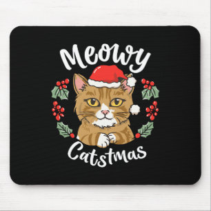 Tapis De Souris Cute Kitten Chat Noël Santa Hat Meowy Catmas W