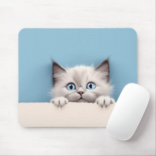 Tapis De Souris Cute Kitten Peeking Ragdoll Chat