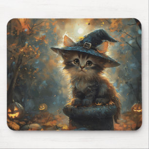 Tapis De Souris Cute Kitten portant un Casquette sorcier